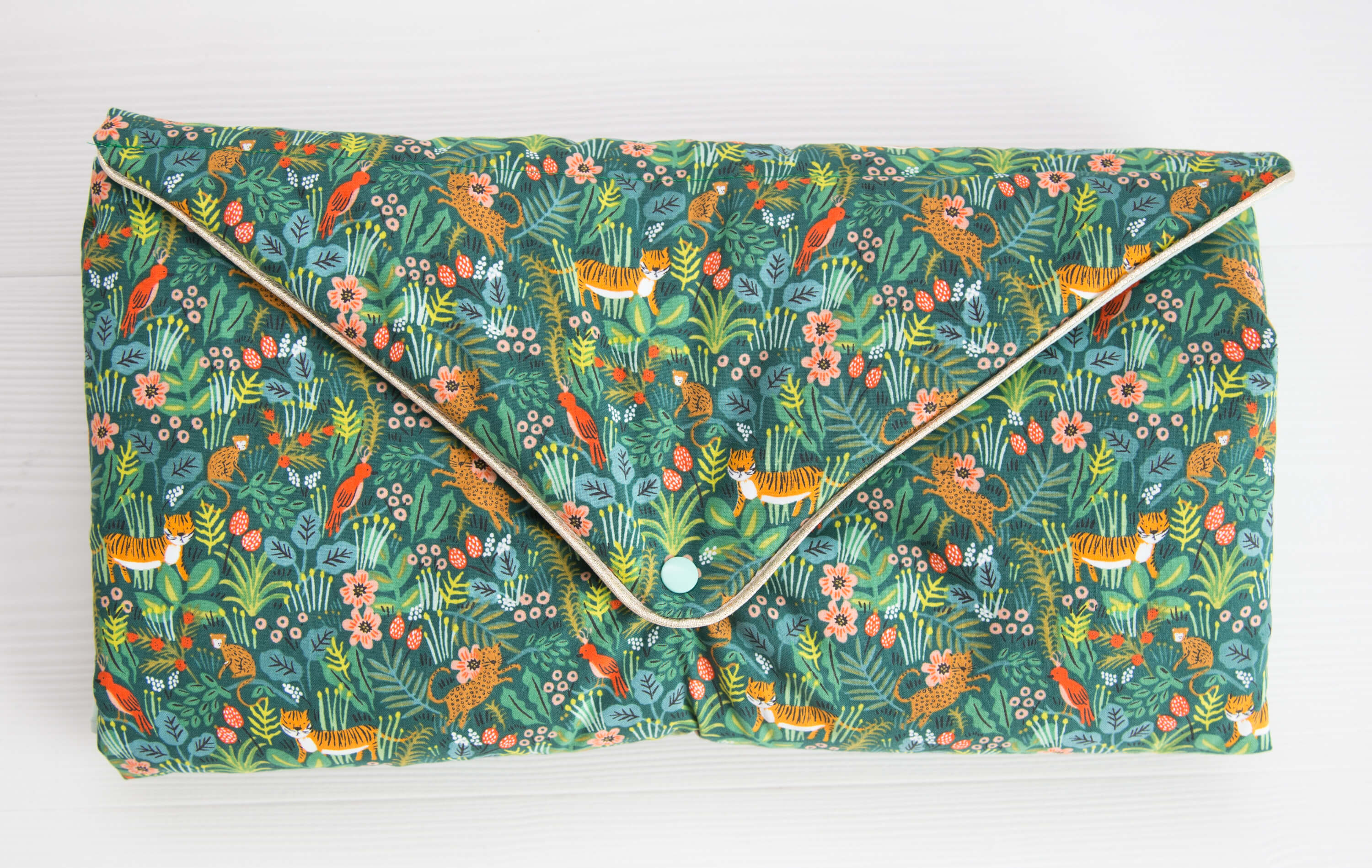 matelas à langer nomade green jungle-rose boho