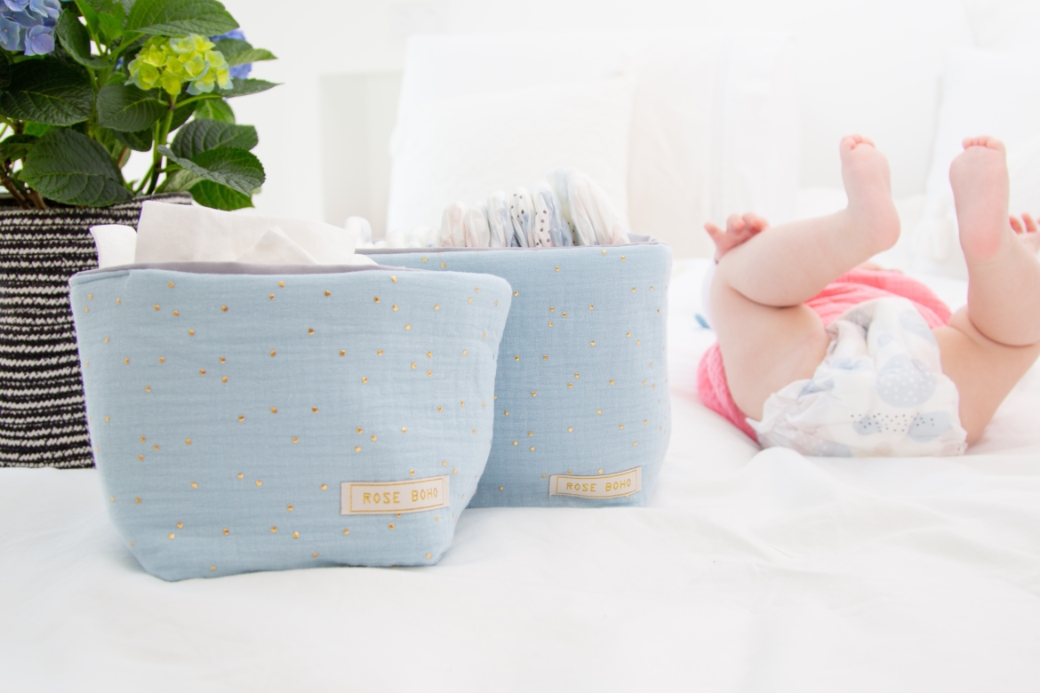 duo panier de rangement- rose boho