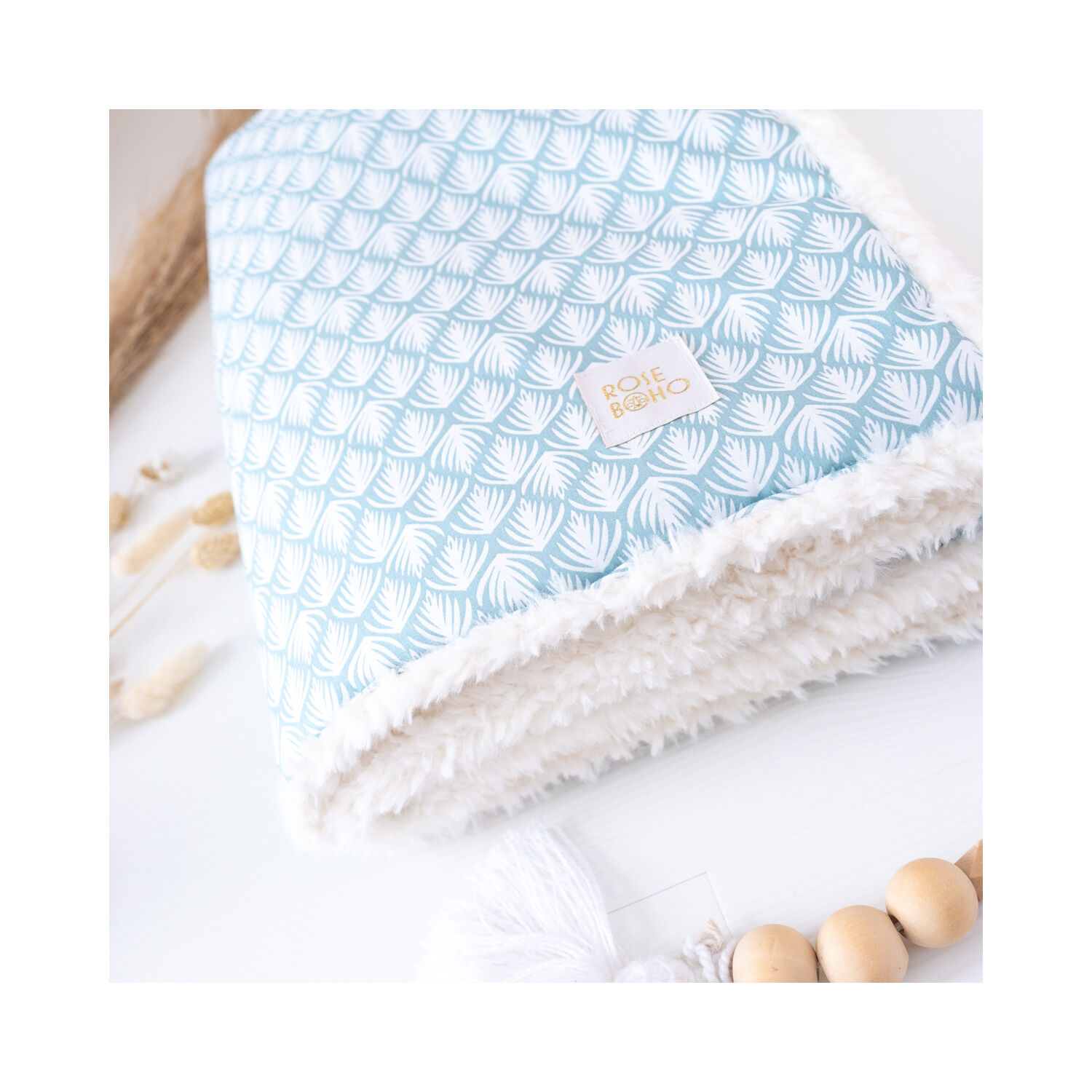 Couverture palm céladon créatrice