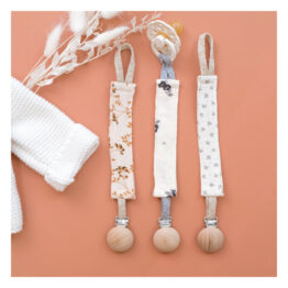 attache sucette clip bois- rose boho attache sucette clip bois- rose boho