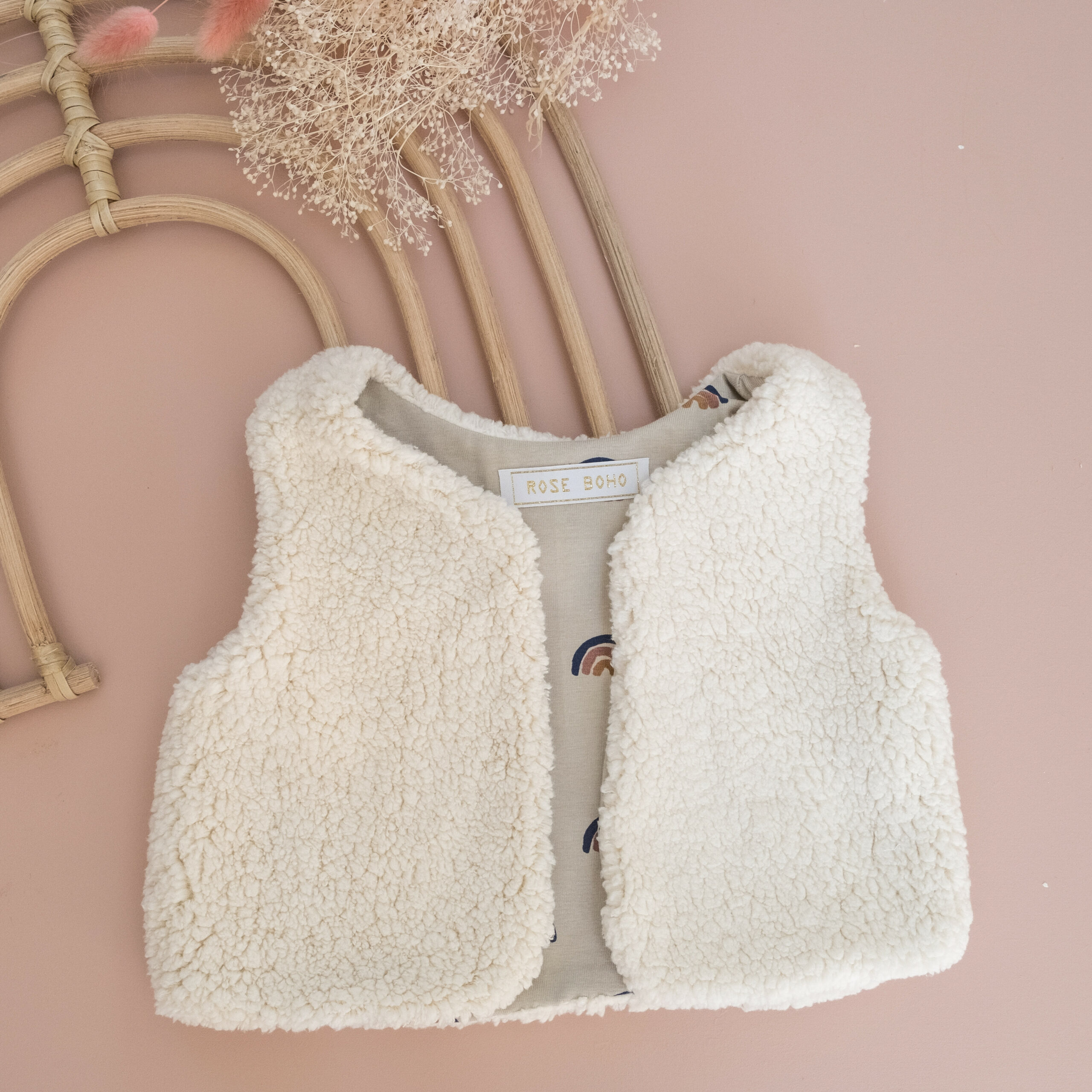 Veste sans manches sherpa- rose boho Veste sans manches sherpa- rose boho
