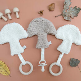 Hochet-Attache tétine champignon sherpa
