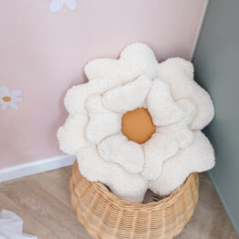 Coussin Décoratif - Fleur moumoute crème