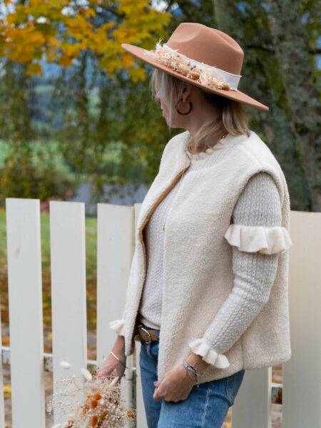 Gilet sans manches sherpa long -Adulte- Fougère-TS-M