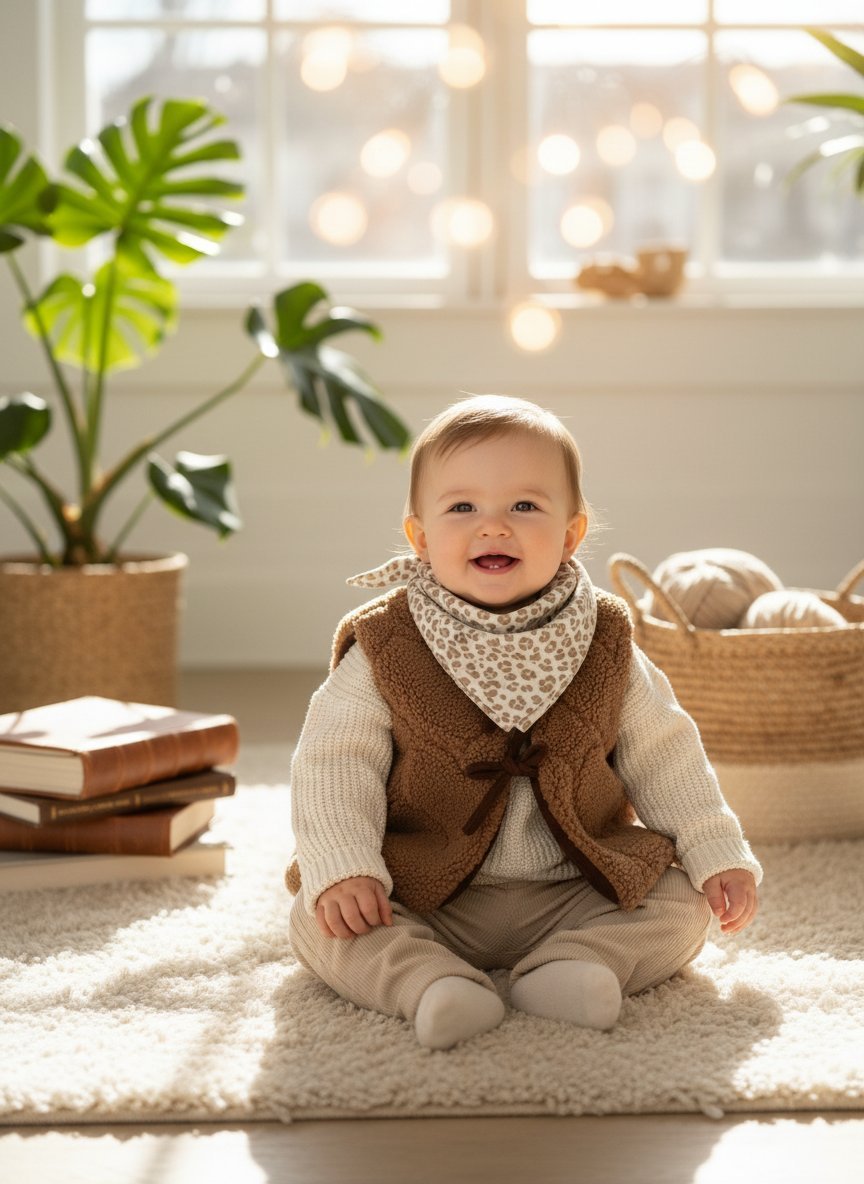 Gilet sherpa moka bébé