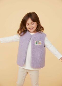 Gilet Parme sans manches sherpa enfant
