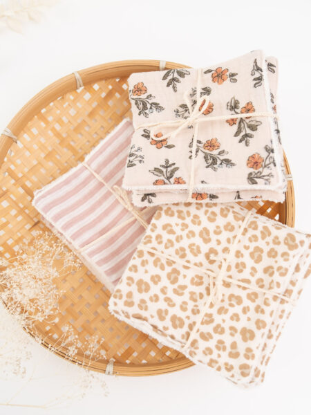 Débarbouillettes lot de 5-double gaze éponge