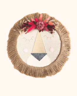 Lion mural fleuri-Savana Fushia-Grand