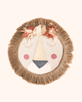 Lion mural fleuri-Savana Rose -Grand