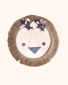 Lion mural fleuri-Savana violet-Grand