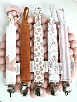 Attaches sucette clip métal tons roses