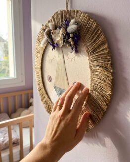 Lion mural fleuri-Savana violet-Grand