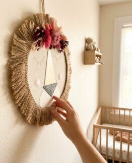 Lion mural fleuri-Savana Fushia-Grand