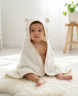 Cape de bain Ourson Milo Savane