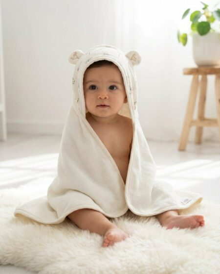 Cape de bain Ourson Milo Savane