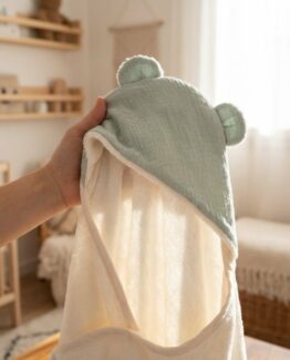 Cape de bain Ourson Milo Menthe