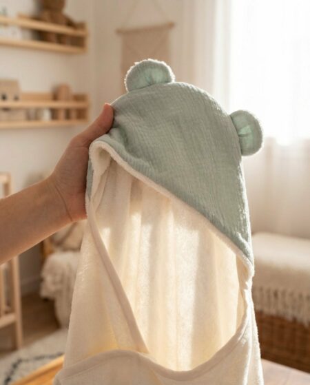Cape de bain Ourson Milo Menthe