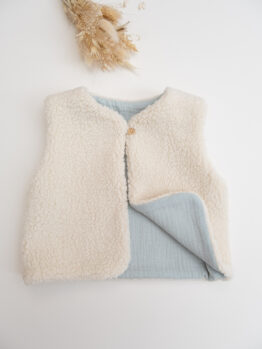 Veste gilet sans manches sherpa enfant -Menthe-24 mois