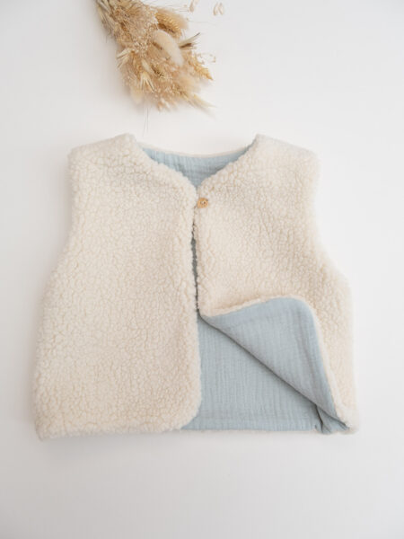 Veste gilet sans manches sherpa enfant -Menthe-24 mois
