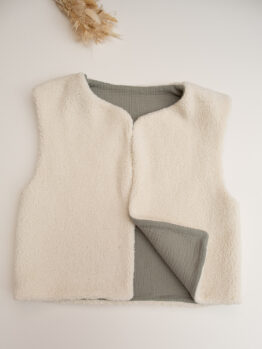 Gilet sans manches sherpa court -Adulte- kaki- TS-M