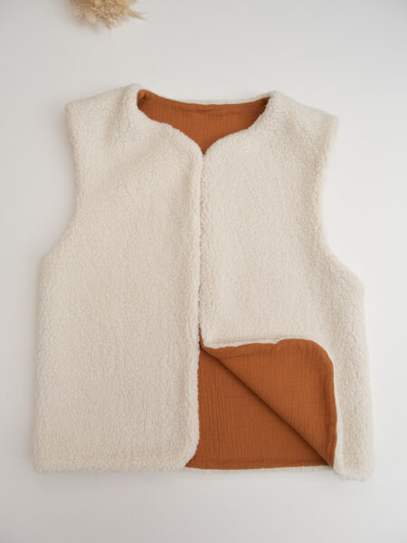 Gilet sans manches sherpa long -Adulte- Caramel TS-M